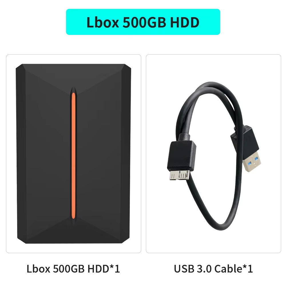 Launchbox OS 500GB Portable Gaming HDD Retro Game Console with 3700+PC/3D Games for Ps4/Ps3/Ps2/Ps1/Wii/Wiiu for Wins Pc/Laptop