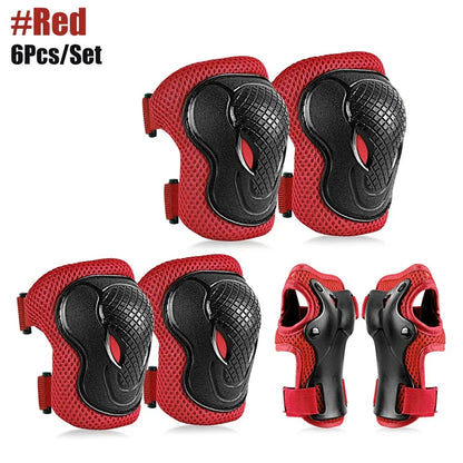 6PCS Kids Protective Gear Set - Knee/Elbow Pads + Wrist Guards for Scooter, Skateboard & Sports, Youth Safety Equipment (6-In-1)