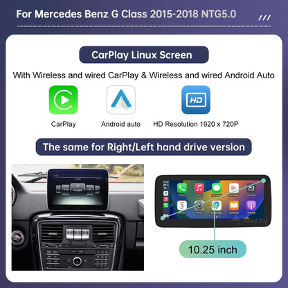Linux Touchscreen GPS System for Mercedes Benz G-Class W463 (2013-2018) with Wireless CarPlay, Android Auto, and AirPlay Mirroring