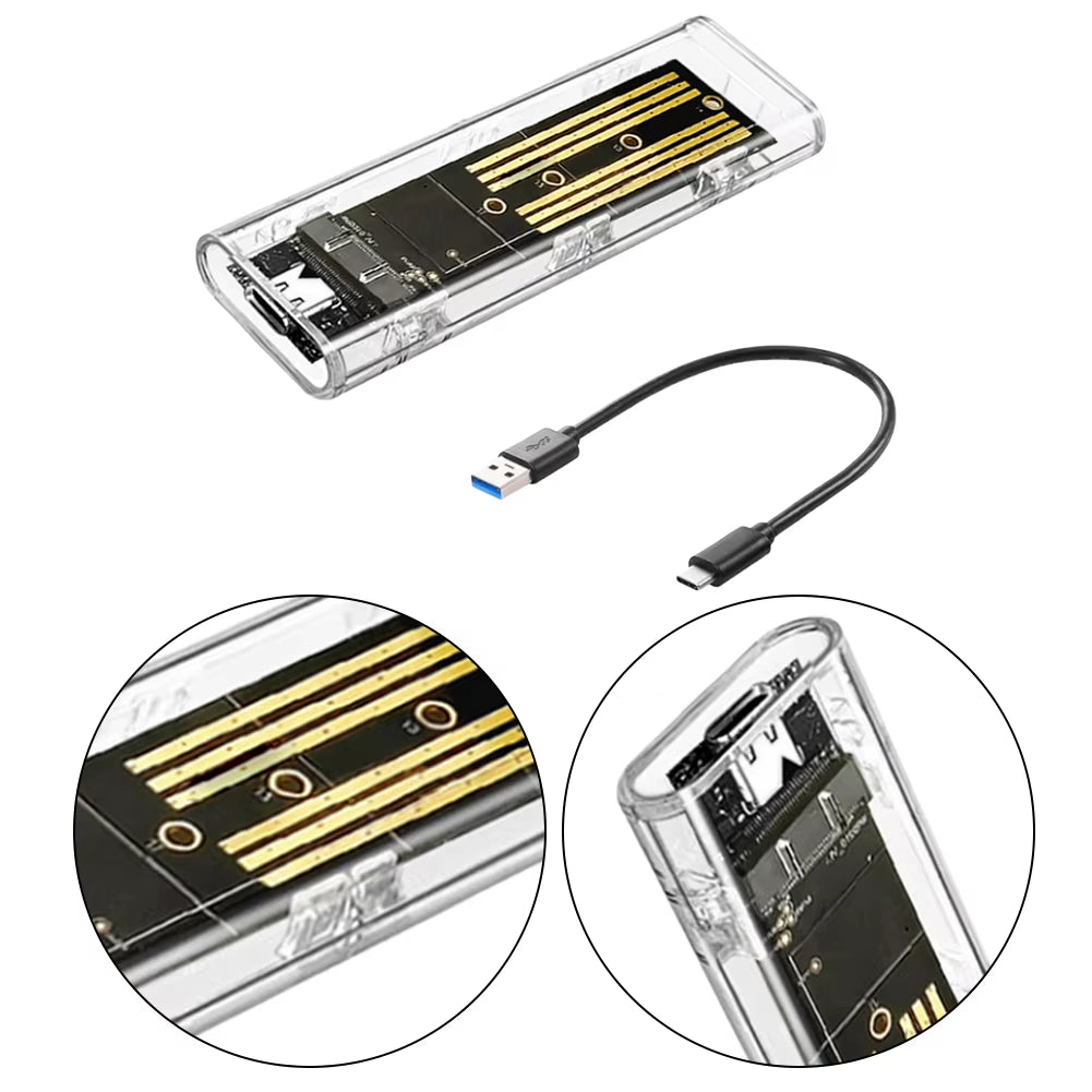 M.2 NGFF SATA Type C USB 3.1 Hard Disk Box 10Gbps Transparent External SSD Case External SSD Adapter for 2230/2242/2260/2280