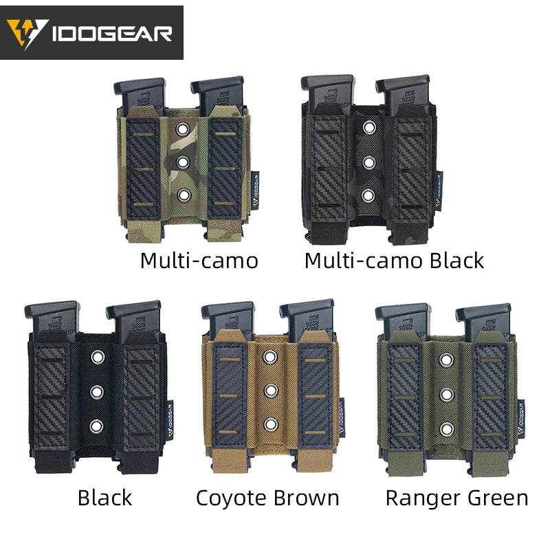 Tactical Mag Pouch 9Mm Double Mag Carrier Carbon Fiber MOLLE Pouch Camo 3590