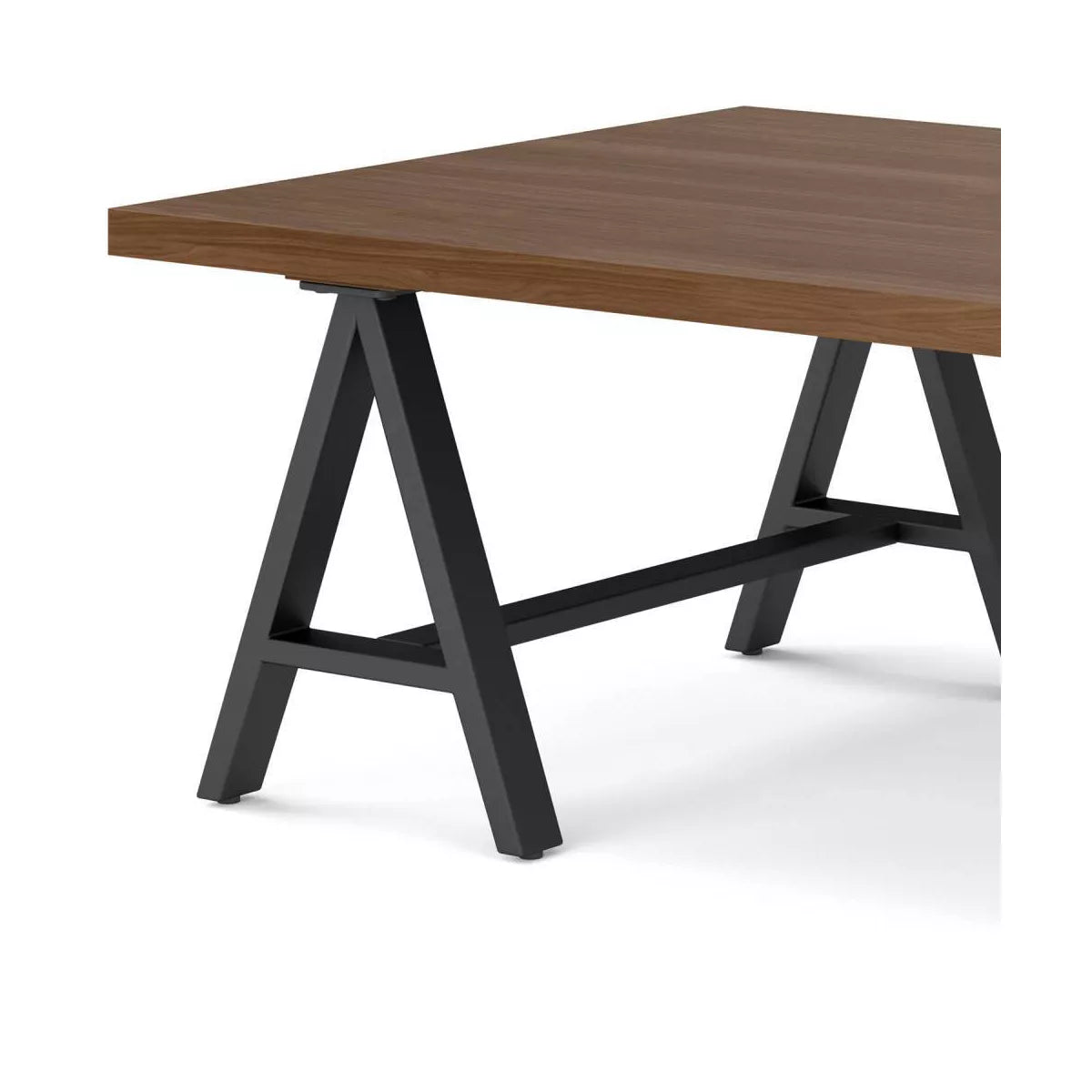 Hawkins Metal/Wood Coffee Table Walnut - Veneer & Metal Pedestal Base, Spot Clean