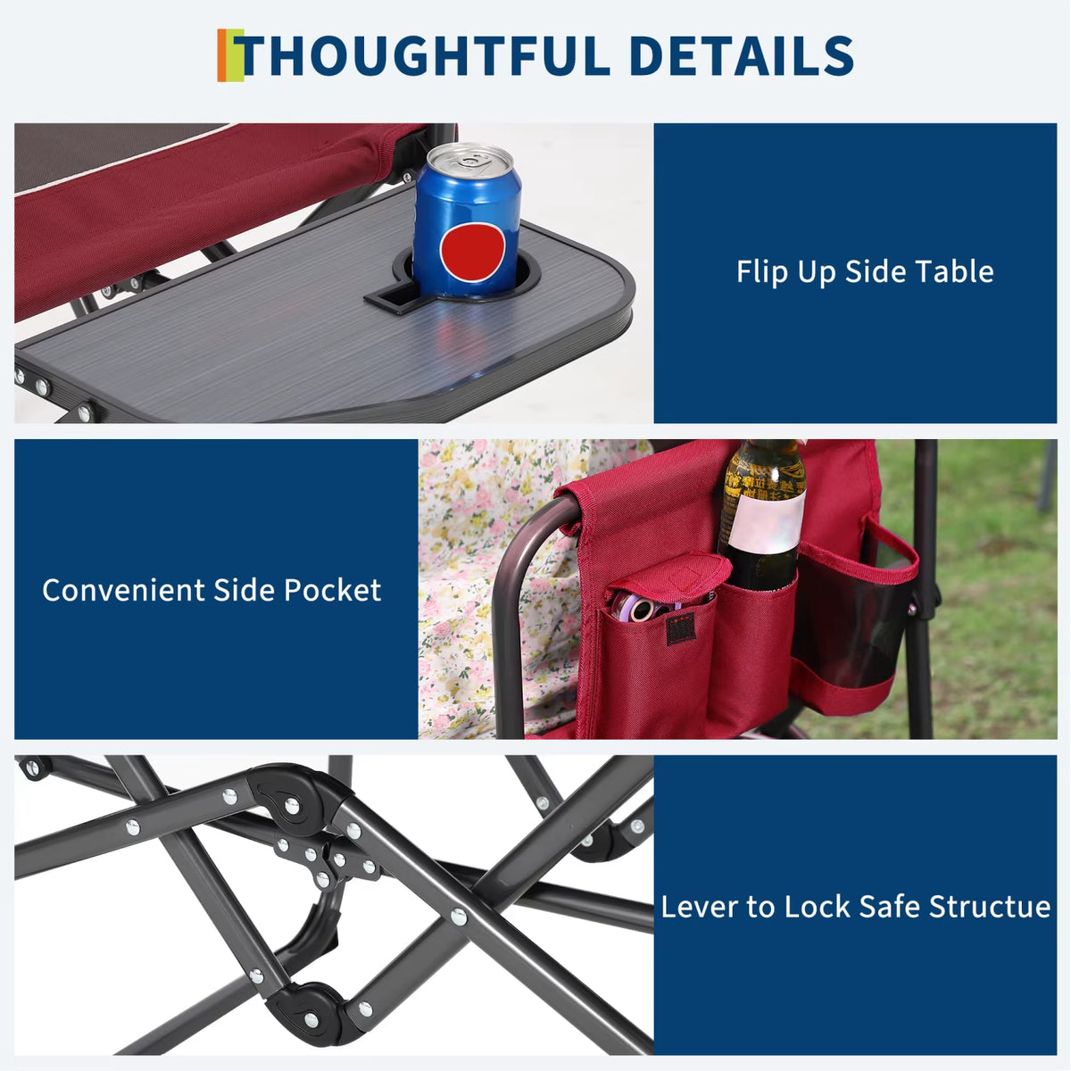 Oversized Heavy-Duty Folding Directors Chair for Adults - Available in 1 or 2 Pack, 400 lbs Capacity, Portable Camping Chair with Side Table, Cup Holder, and Side Pocket for Camping, Beach, Garden, and RV Use