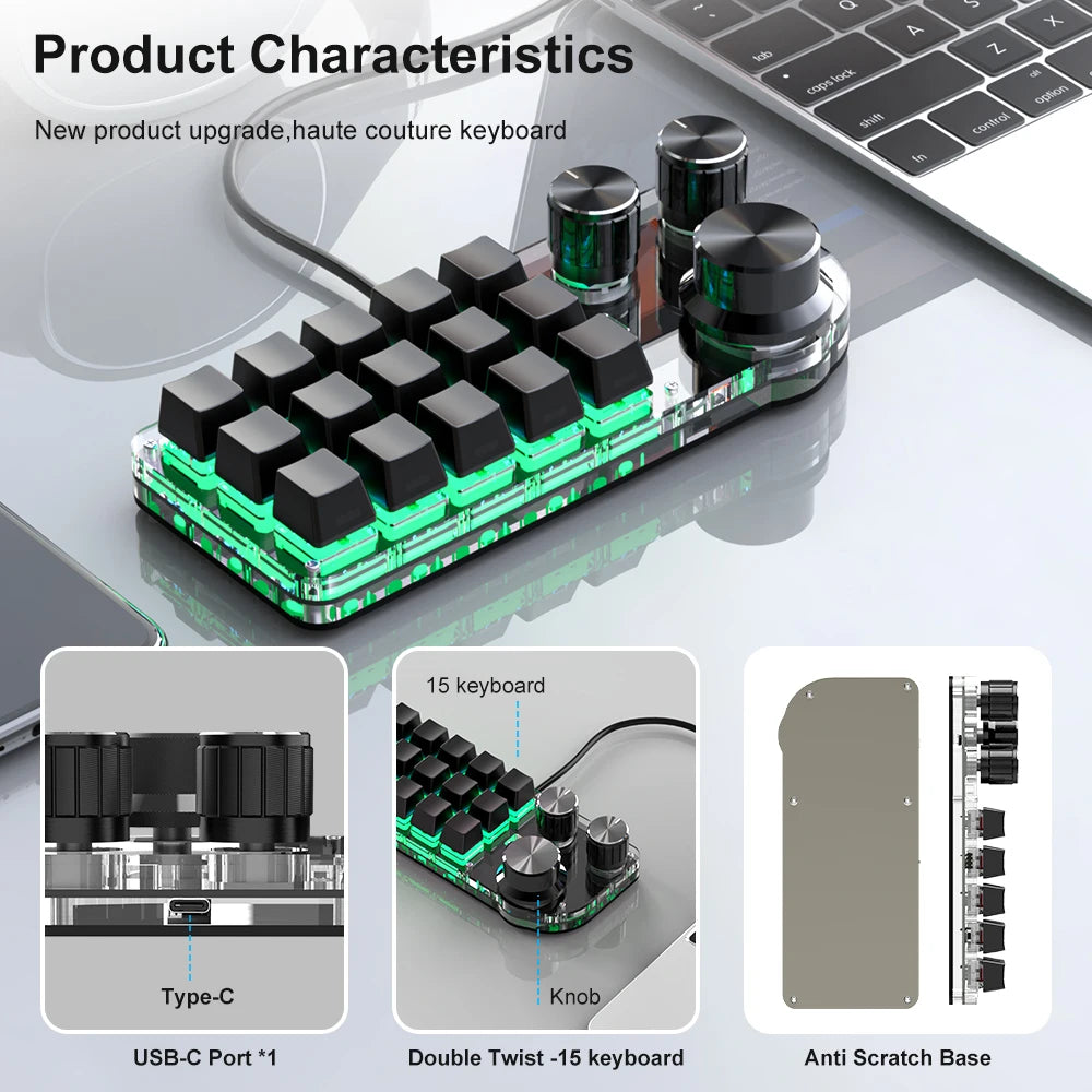 Programming Custom Bluetooth Macro Keyboard RGB Mechanical Keyboard for Mechanical Hotswap Macropad Photoshop Gaming Keypad