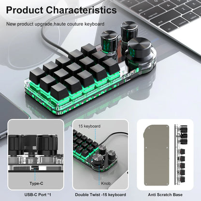 Programming Custom Bluetooth Macro Keyboard RGB Mechanical Keyboard for Mechanical Hotswap Macropad Photoshop Gaming Keypad