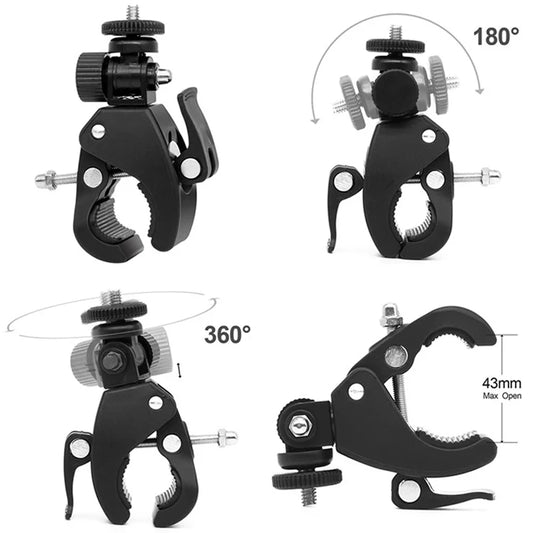 Universal 360 Degree Rotating 1/4 Camera DV Bike Bicycle Handlebar Clamp Bracket Tripod Mount Screw Clip for Sport Camera GOPRO
