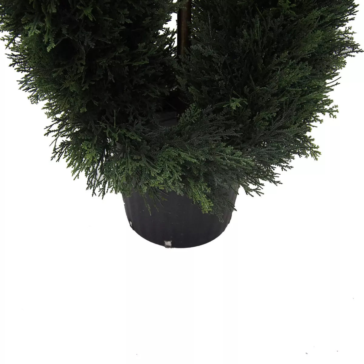 5' UV-Resistant Artificial Cedar Double Spiral Topiary in Black Plastic Pot for Indoor and Outdoor Use