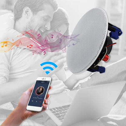 4 Inch Flush Mount Two-Way Stereo Ceiling Bluetooth Speaker for Indoor and Outdoor Placement in Bathroom Kitchen Bedroom