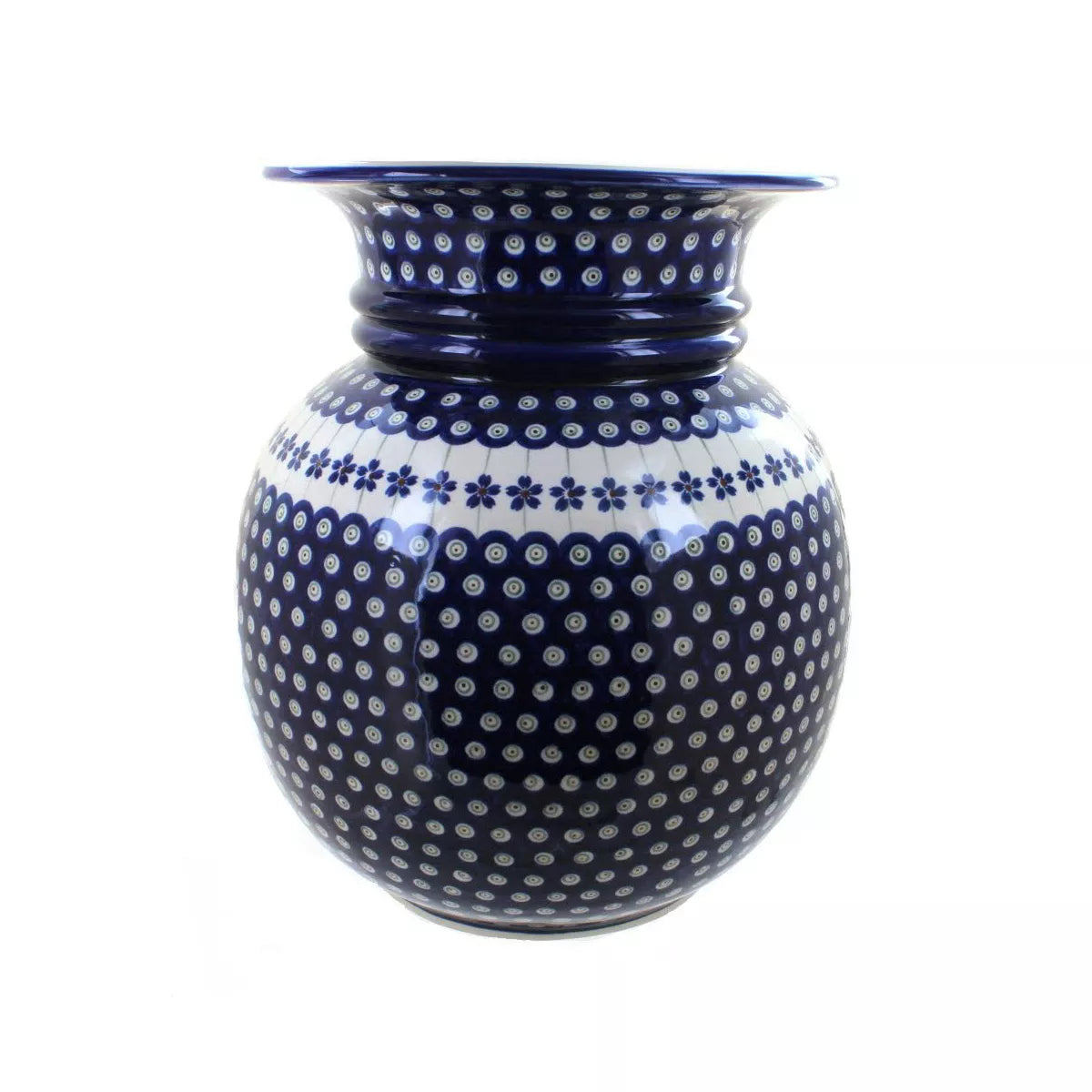 Blue Rose Polish Pottery 169 Zaklady Floor Vase - Elegant Decorative Piece
