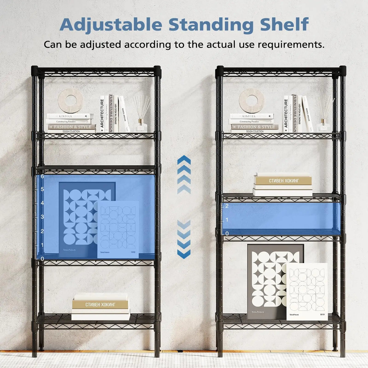 JHK Adjustable 3-5 Tier Heavy Duty Metal Wire Storage Shelves for Living Room and Kitchen