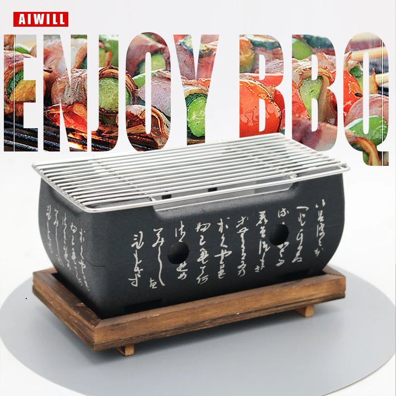Portable BBQ Grill Korean Food Carbon Furnace Barbecue Stove Charcoal Cooking Oven Household Outdoor Reusable Grill Box