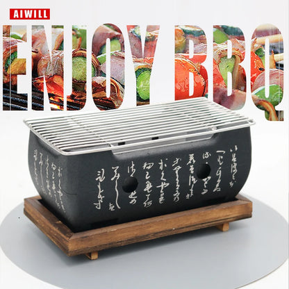 Portable BBQ Grill Korean Food Carbon Furnace Barbecue Stove Charcoal Cooking Oven Household Outdoor Reusable Grill Box