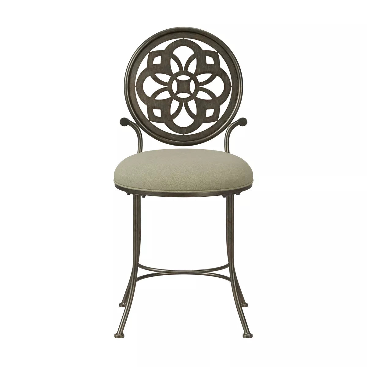 19" Marsala Metal Vanity Stool Antiqued Gray/Cream - Pewter Finish