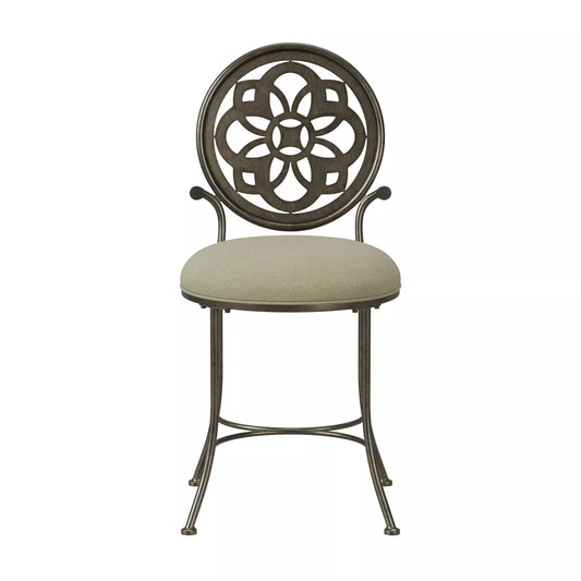 19" Marsala Metal Vanity Stool Antiqued Gray/Cream - Pewter Finish