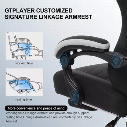 Gaming Chair Fabric Office Chair with Linkage Armrests Ergonomic Computer Chair