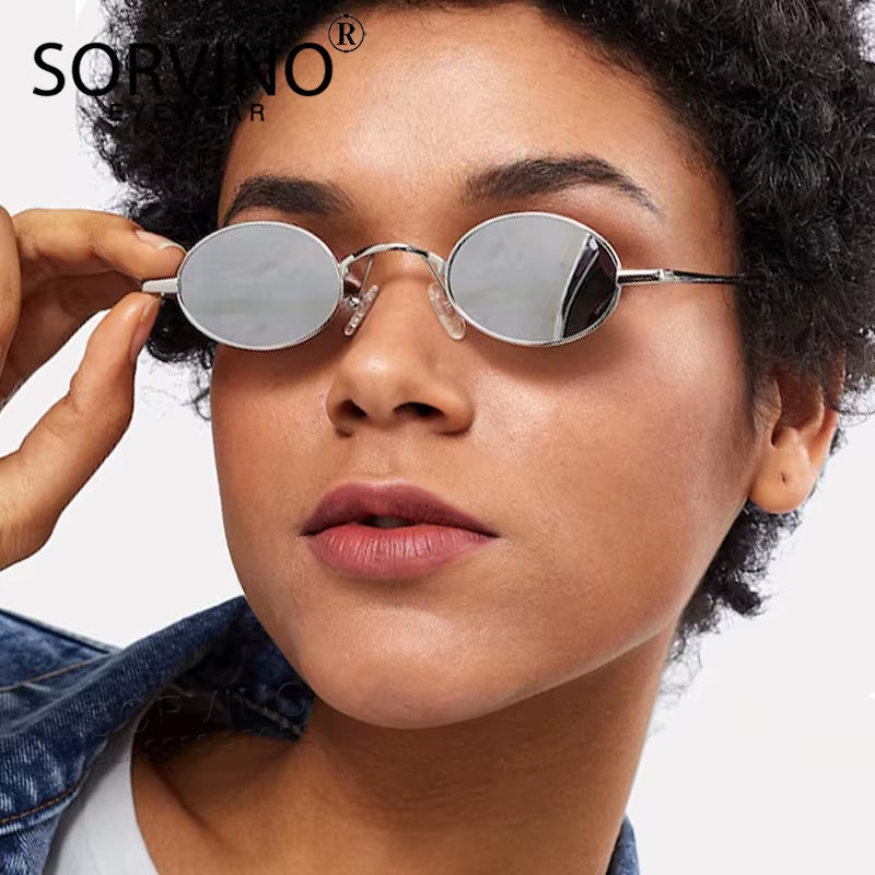Skinny Steampunk Oval Sunglasses 2020 Women Vintage Small Steam Punk Goggles Designer Gold Tiny Sun Glasses Shades SN229