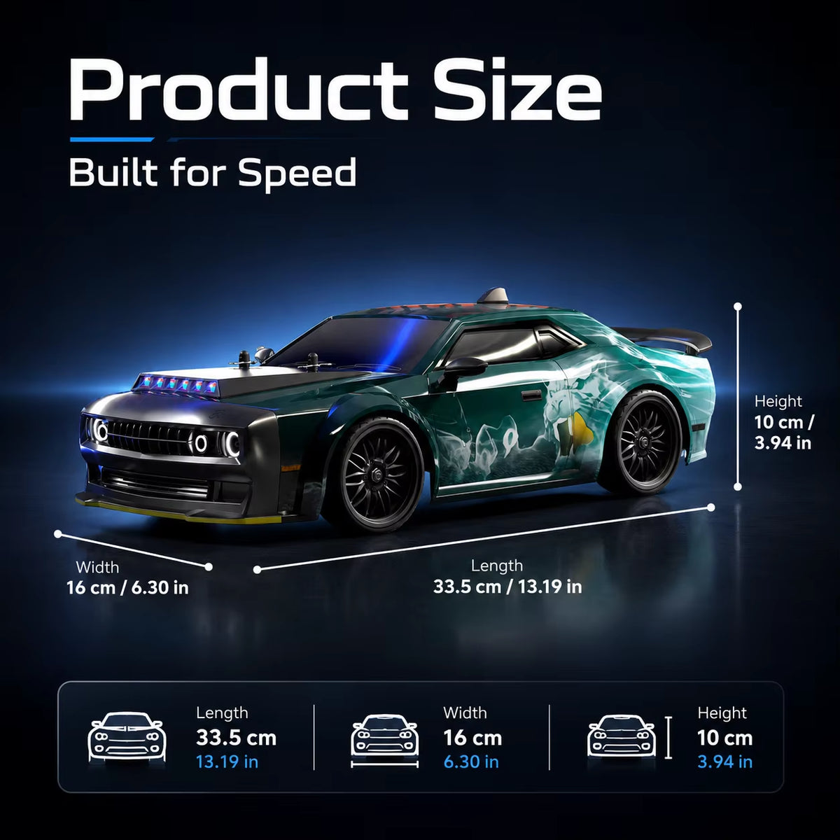 ZNLYRION SG216PRO 1:16 Scale 4WD Brushless RC Drift Car - 70KM/H Remote Control Racing Vehicle with LED Lights for Adults