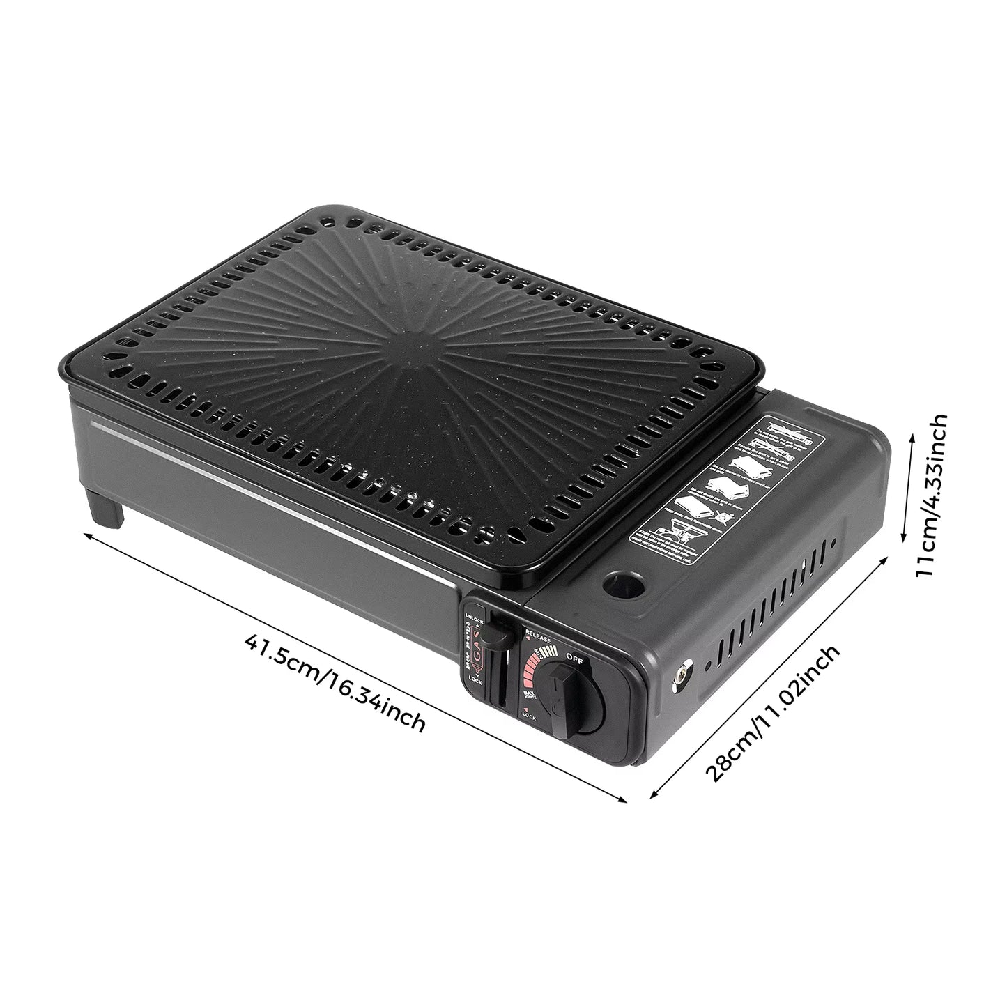 Portable Camping Grill Gas Stove Butane Gas Stove for Camping, Traveling, Trekking 0.25-0.3Mpa 41.5*28*11Cm