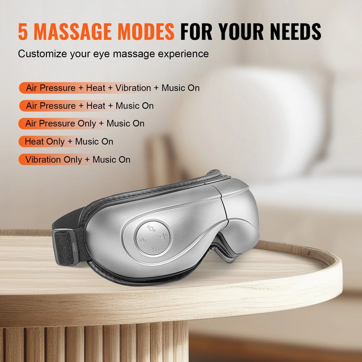 Heated Eye Massager Eye Care Device 5 Modes Bluetooth Music 180¡Ã Foldable