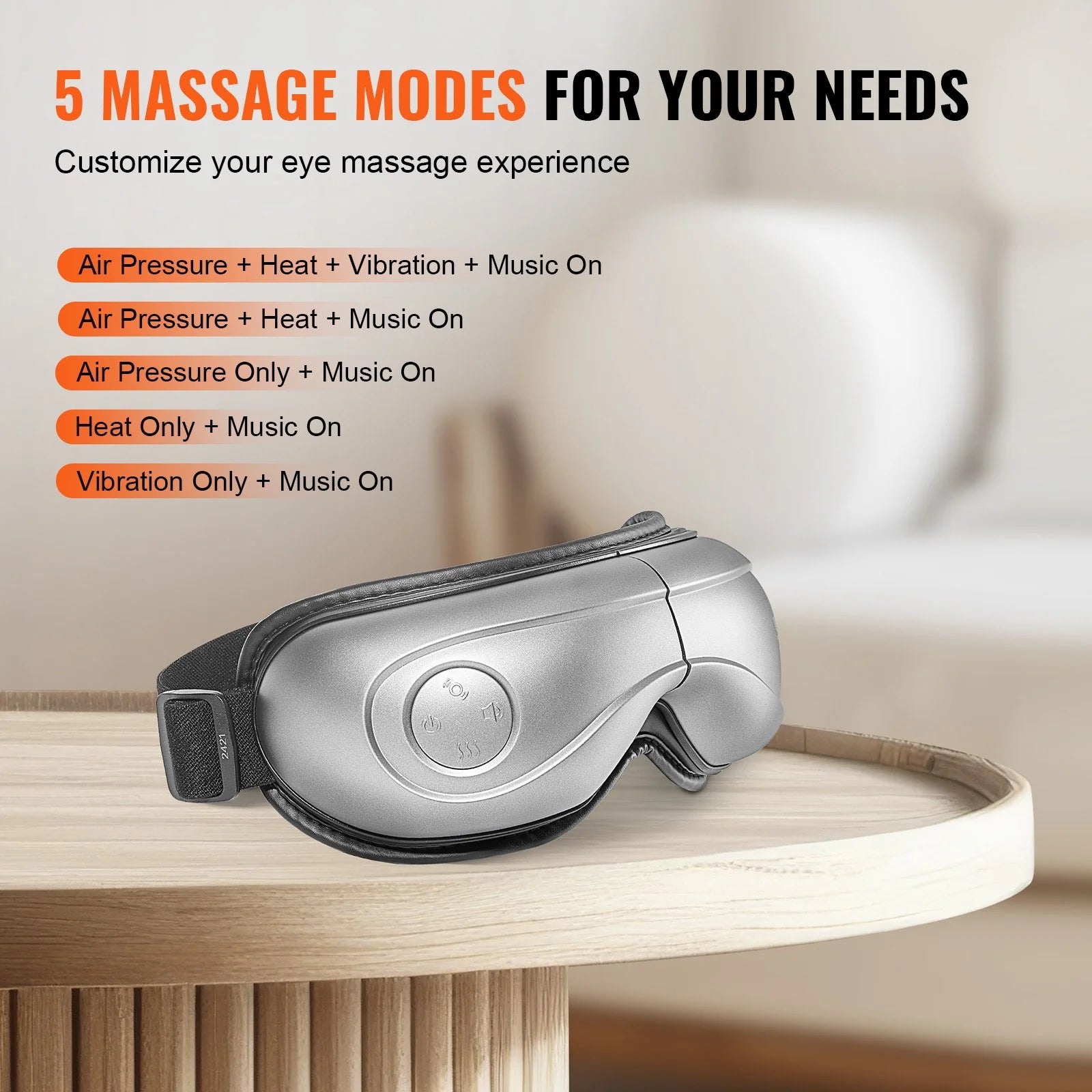 Heated Eye Massager Eye Care Device 5 Modes Bluetooth Music 180¡Ã Foldable