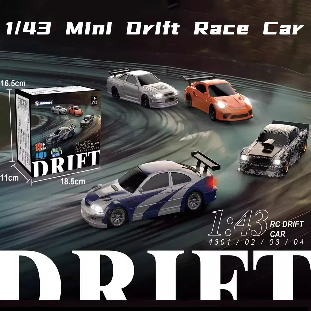 2.4G Remote Control 1/43 Scale High-Speed 4WD Drift Car Model