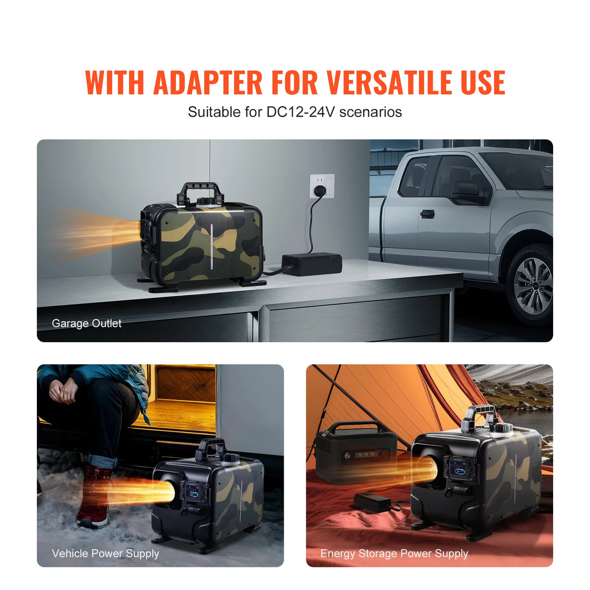 Succebuy 8KW Diesel Air Heater for Vehicles and RVs - 12V/24V All-in-One with Bluetooth, Display, and CO Alarm