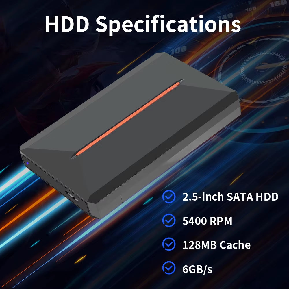 Launchbox OS 500GB Portable Gaming HDD Retro Game Console with 3700+PC/3D Games for Ps4/Ps3/Ps2/Ps1/Wii/Wiiu for Wins Pc/Laptop