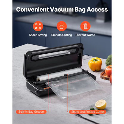 80Kpa 120W Electric Vacuum Sealer Machine 7-In-1 Wet Food Sealer with Free 10Pcs Vacuum Bags for Kitchen Food Storage