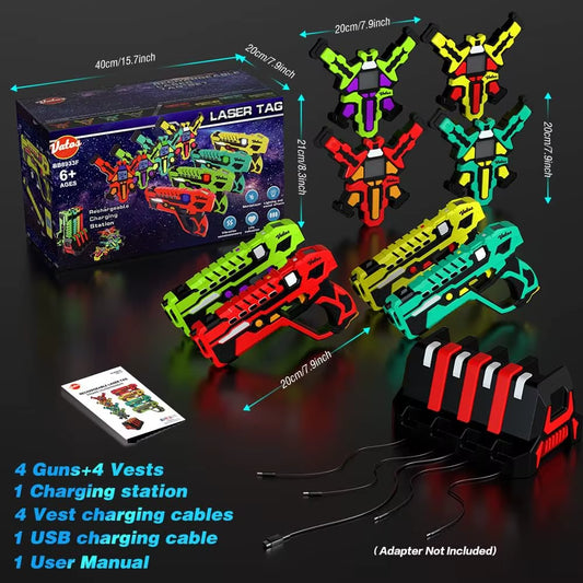 VATOS Upgrade Data Sync Laser Tag Guns Vests X4 Electric Infrared Guns Shooting Game Set Toy for Kids Teens Indoor Outdoor Games