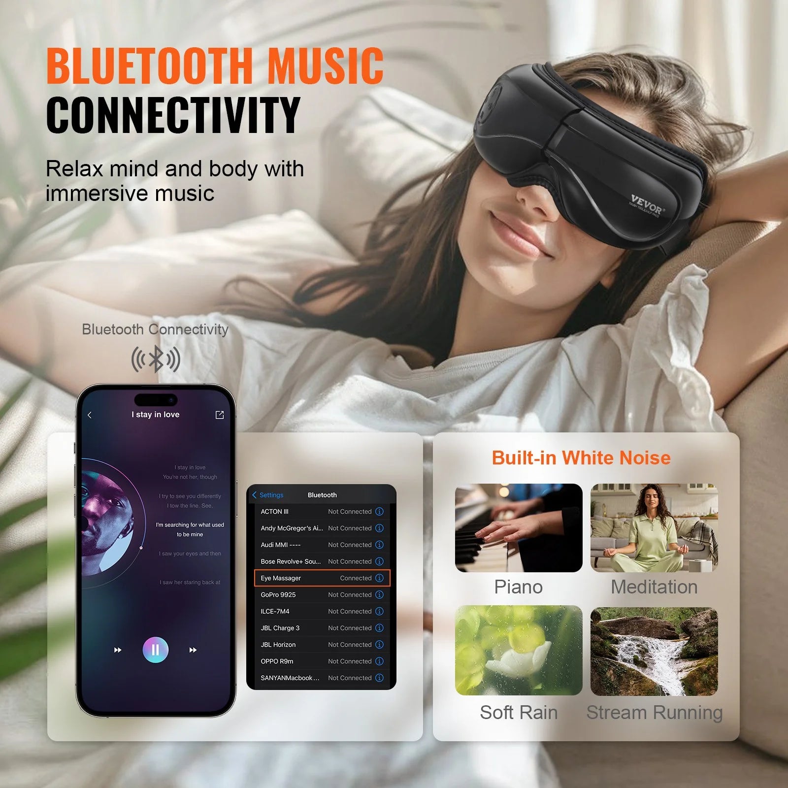Eye Massager with Heat & Remote Eye Care Device 5 Modes Bluetooth Music