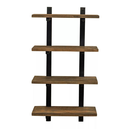 Pomona Natural Metal and Solid Wood Wall Shelf