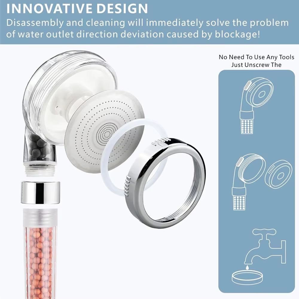 1Pc Filtered Shower Head ABS High Pressure Water Saving Spray Handheld Clear Showerheads with with Filter Beads for Bathroom