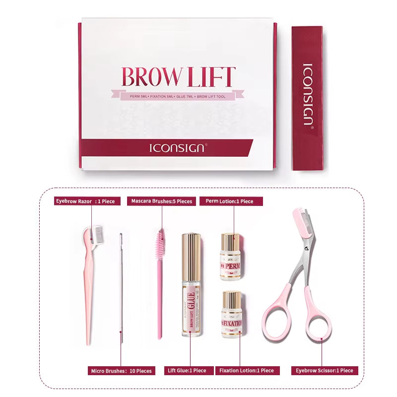 Professional DIY Eyebrow Perming Kit - ICONSIGN Brow Lamination Set for Home Use, Lasts 45-60 Days