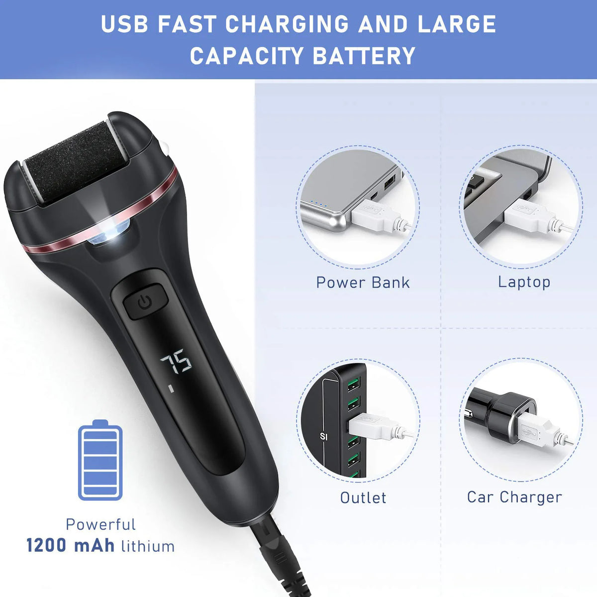 Electric Foot File for Professional Pedicure and Heel Care