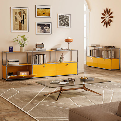 Contemporary Stainless Steel Storage Cabinet and TV Stand for Living Room and Home Office