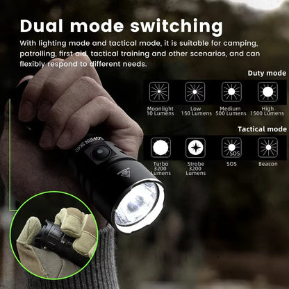 SK40 SFT70 LED 3200Lm Tactical Flashlight 21700 Rechargeable Powerful Torch 580M Long-Range with Spotlight