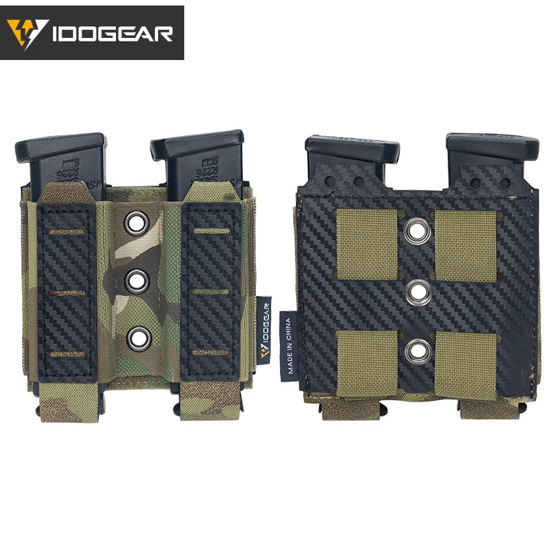Tactical Mag Pouch 9Mm Double Mag Carrier Carbon Fiber MOLLE Pouch Camo 3590
