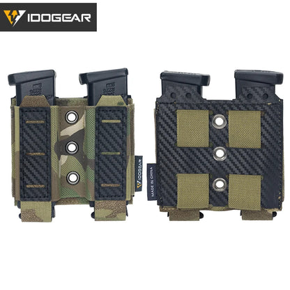 Tactical Mag Pouch 9Mm Double Mag Carrier Carbon Fiber MOLLE Pouch Camo 3590