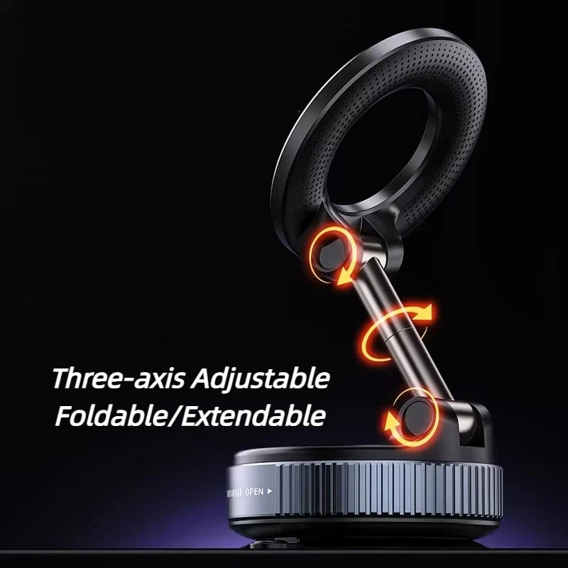 Rotating Magnetic Phone Holder with Vacuum Suction for Car Navigation, Gym, and Kitchen - Universal GPS Streaming Stand
