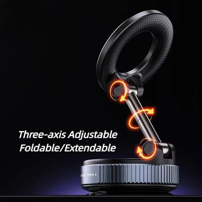 Rotating Magnetic Phone Holder with Vacuum Suction for Car Navigation, Gym, and Kitchen - Universal GPS Streaming Stand