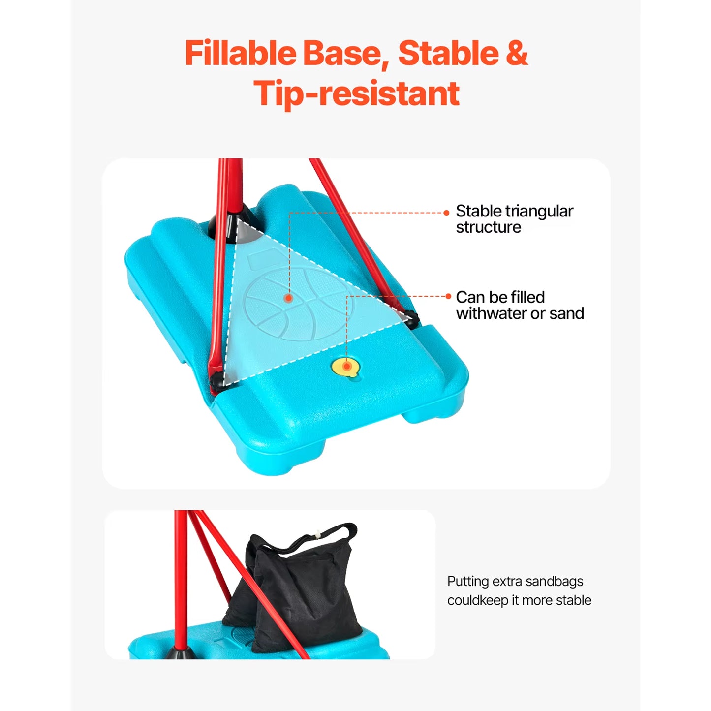 Succebuy Toddler Adjustable Basketball Hoop 104-190CM Rack for Kids Outdoor Indoor Ball Sport Backboard Rim Shoot Children Toys