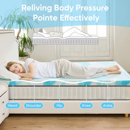 JHK 4-Inch Full Size Gel Memory Foam Mattress Topper - Cooling and Breathable Bed Topper for Enhanced Comfort in School Bedrooms