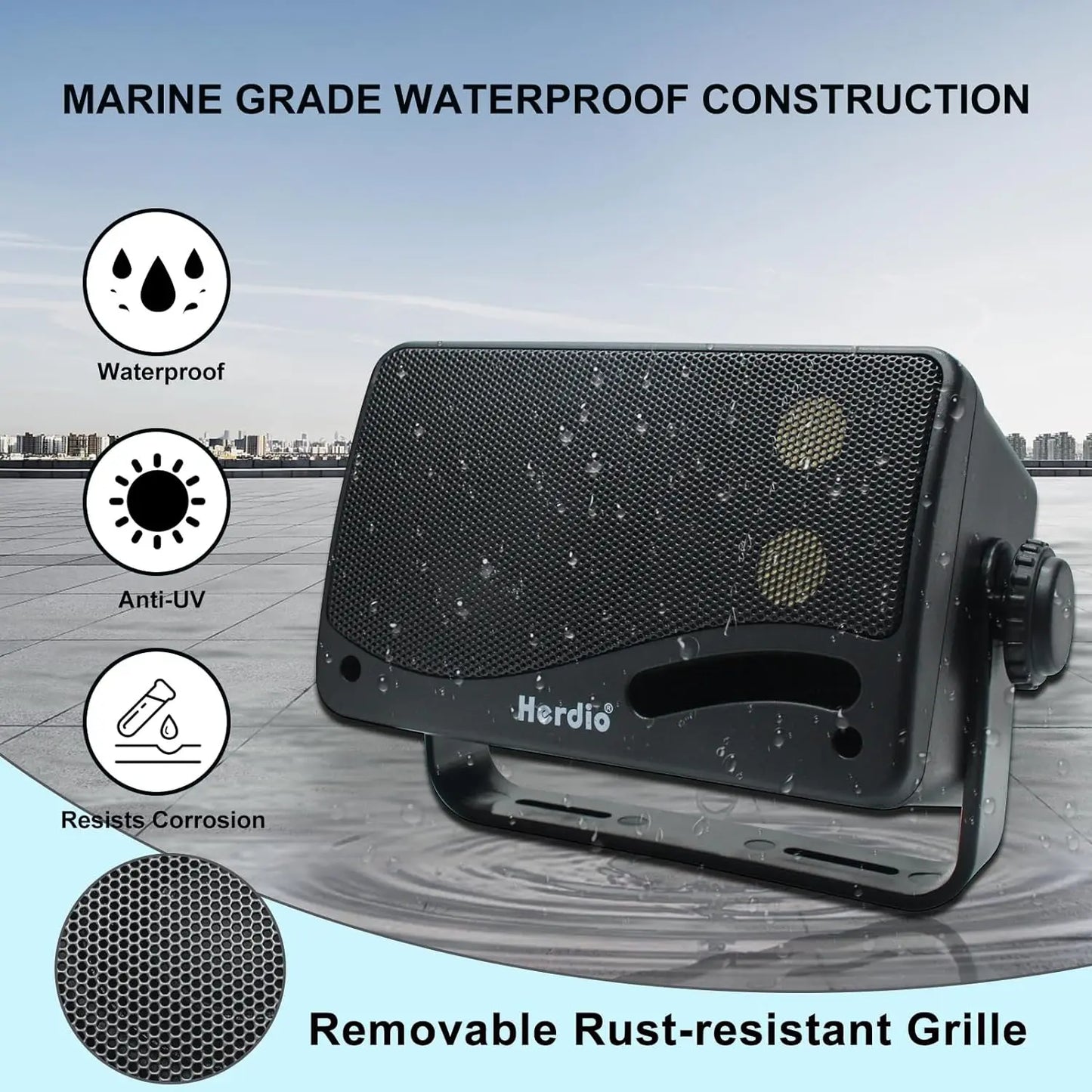 3.5'' Passive Outdoor Speakers Wired Waterproof 200W 3 Way Premium Mountable Wall Mount Speakers for Patio Marine Boat