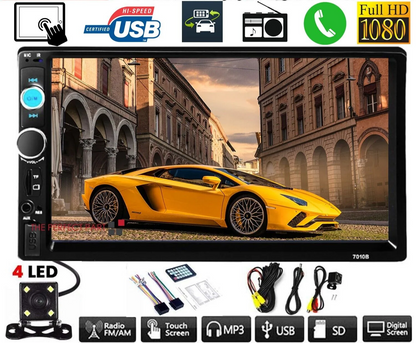 7" Double 2 DIN Car MP5 Player Bluetooth Touch Screen Stereo Radio with Camera