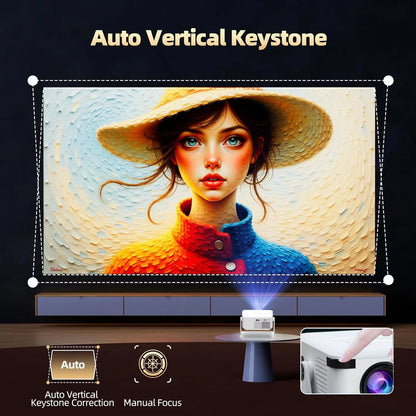 Digital Projector Android with Holder HD Video Smart Projector Outdoor with HDMI USB Wireless Connection for Home Cinema Out