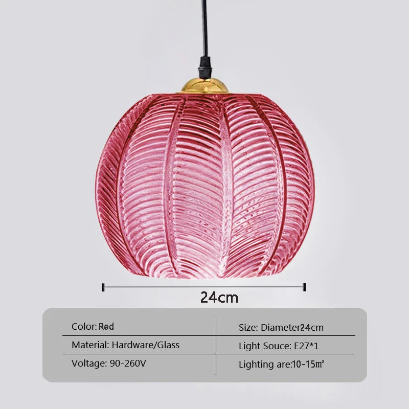 Nordic Glass Pendant Light Green Leaf Pattern Lighting for Living Room Dining Room Hotel Study Bedroom Indoor Decorative Fixture