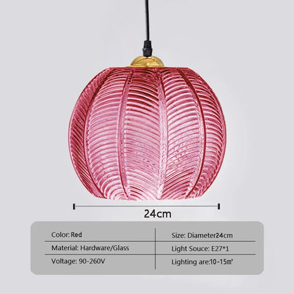 Nordic Glass Pendant Light Green Leaf Pattern Lighting for Living Room Dining Room Hotel Study Bedroom Indoor Decorative Fixture