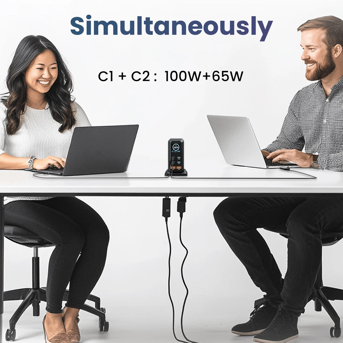 ASOMETECH 240W GaN Fast Charging Station - 6-in-1 Desktop Charger with 140W PD3.1, USB Type-C, QC3.0, and PPS for MacBook, iPhone 16, and Samsung Devices