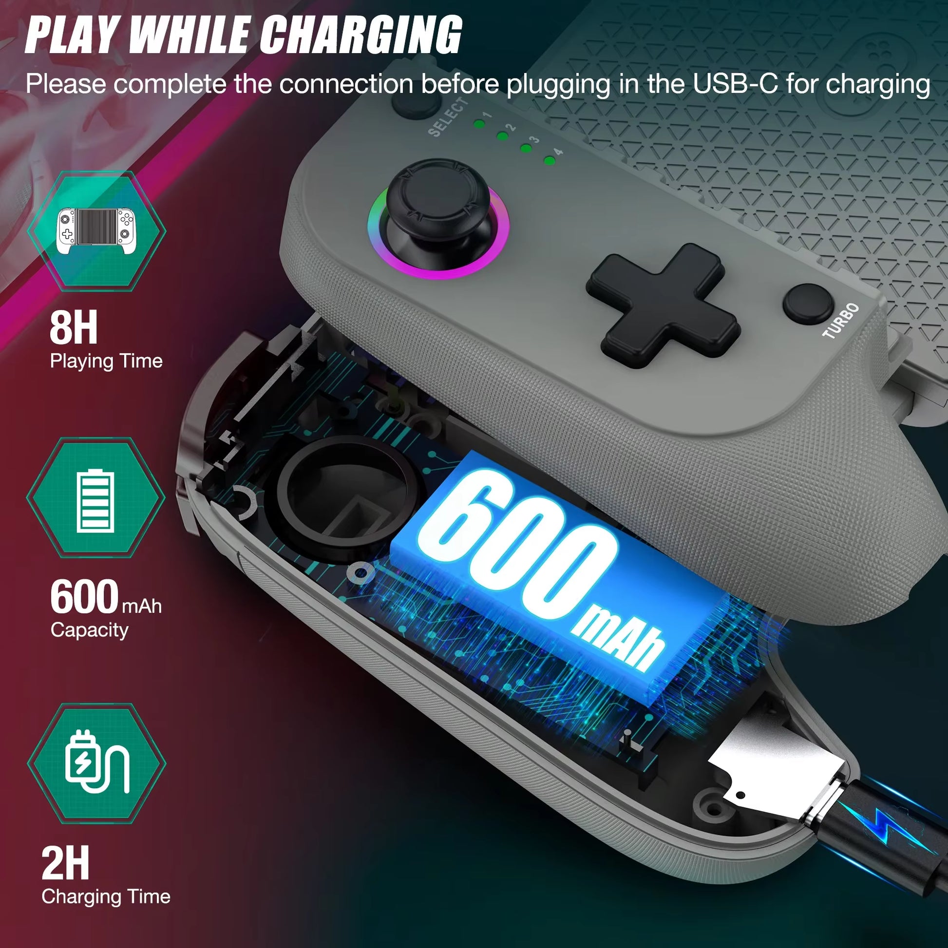 BEBONCOOL MC103 Gamepad Type-C Mobile Phone Controller Hall Effect Stretching Handle Joystick Android Ps Cloud Game Customized