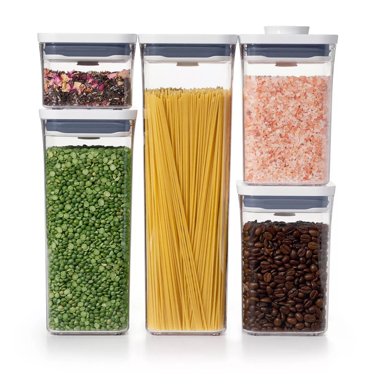 5-Piece BPA-Free Plastic Airtight Food Storage Container Set in White - Dishwasher Safe with Lifetime Warranty